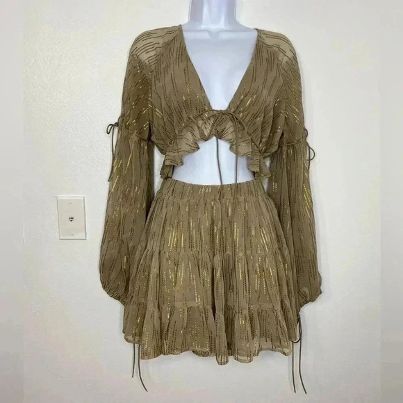 ASOS DESIGN jacquard chiffon mini skirt set - Picture 2 of 8